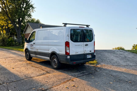 White van on the road lead generation for contractors